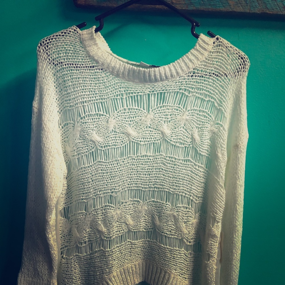 White sheer sweater
